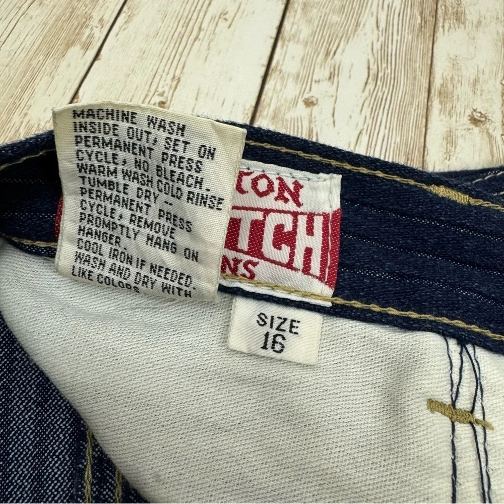 Vintage Braxton Stretch Velvet Stripe Gathered Jeans 16 Super High Rise